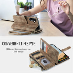 For Samsung Galaxy A56 5G Phone Cases with Strap CASEME C30 Zipper Multiple Card Holder PU Leather Cover