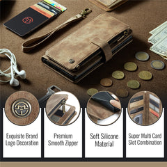 For Samsung Galaxy A56 5G Phone Cases with Strap CASEME C30 Zipper Multiple Card Holder PU Leather Cover