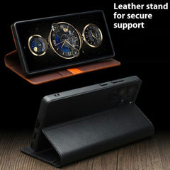 QIALINO For Samsung Galaxy S25 Ultra Case Wallet Flip Stand Phone Cover Genuine Cow Leather