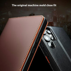 QIALINO For Samsung Galaxy S25 Ultra Case Wallet Flip Stand Phone Cover Genuine Cow Leather