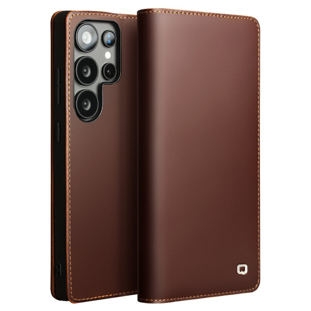 QIALINO For Samsung Galaxy S25 Ultra Case Wallet Flip Stand Phone Cover Genuine Cow Leather