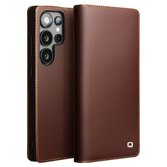 QIALINO For Samsung Galaxy S25 Ultra Case Wallet Flip Stand Phone Cover Genuine Cow Leather