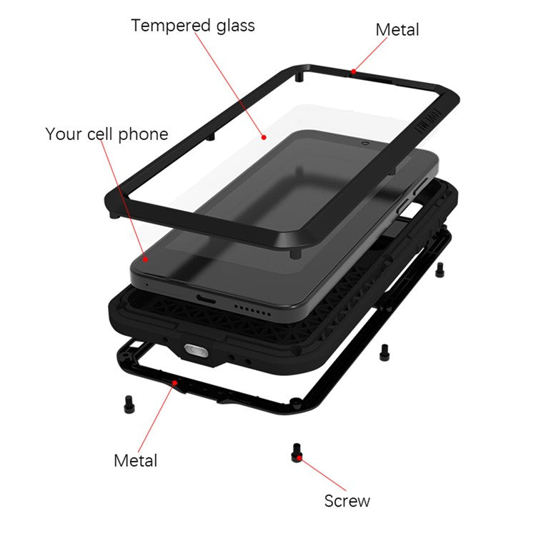 LOVE MEI For Huawei Mate 70 Case Tempered Glass Screen Protector Metal + Silicone Phone Cove - TechGearPal