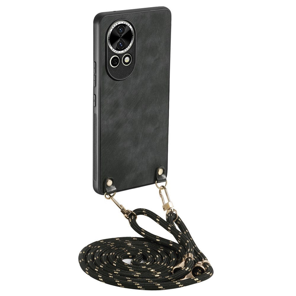 For Huawei nova 13 5G Retro Leather Phone Back Cover with Adjustable Strap