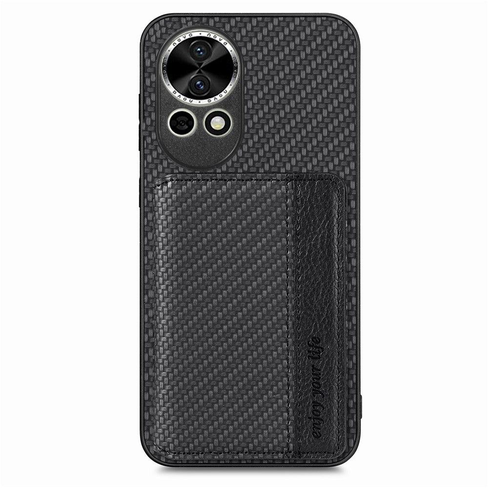 For Huawei nova 13 5G Case RFID Blocking Carbon Fiber Leather Phone Back Cover with Card Holder