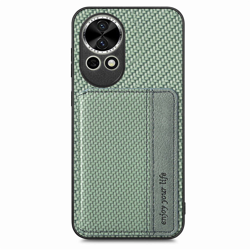 For Huawei nova 13 5G Case RFID Blocking Carbon Fiber Leather Phone Back Cover with Card Holder