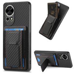 For Huawei nova 13 5G Case with Card Holder Kickstand Fiber Pattern Leather Back Cover