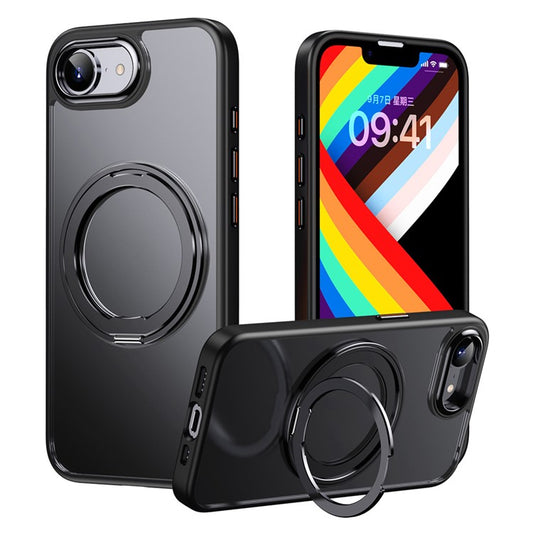 For iPhone 16e Case Rotating Kickstand PC + TPU Skin-Feel Phone Cove