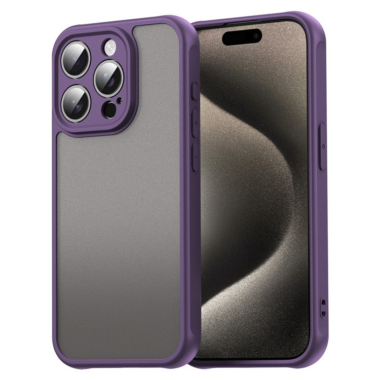 For iPhone 15 Pro Max Case Drop Proof Airbags Frosted Translucent PC + TPU Phone Back Cover - TechGearPal