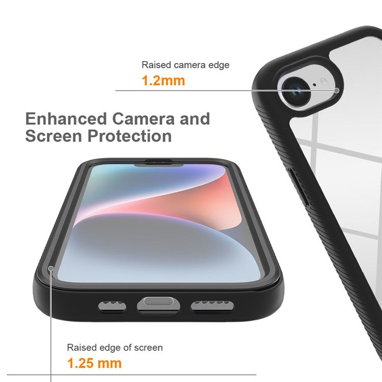 For iPhone 16e Case PC + TPU Phone Clear Back Cover with PET Screen Film - TechGearPal