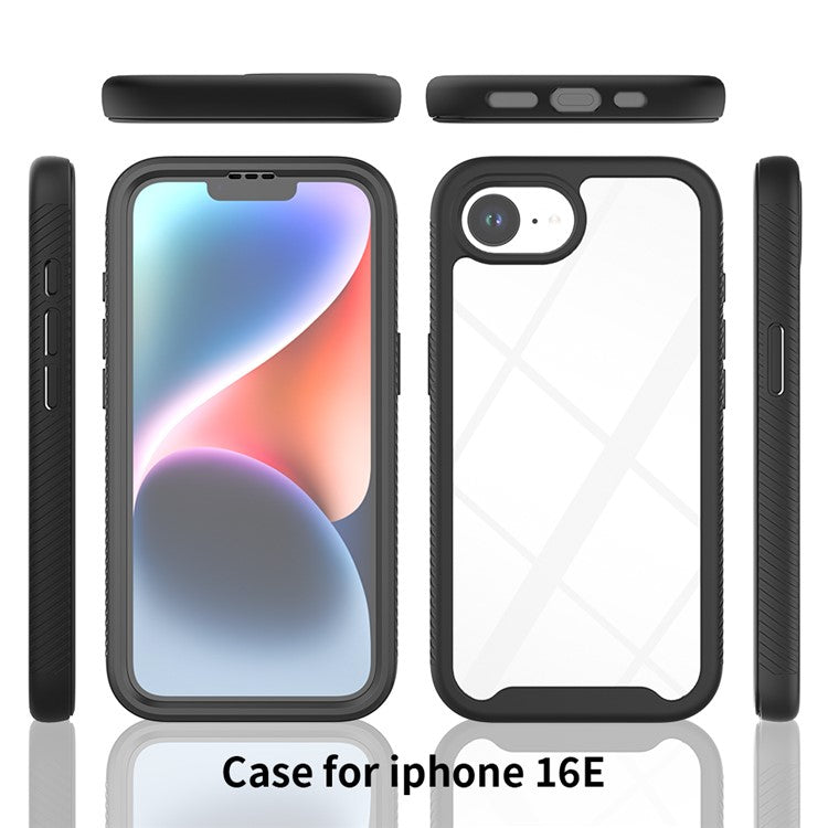 For iPhone 16e Case PC + TPU Phone Clear Back Cover with PET Screen Film - TechGearPal