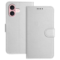For iPhone 16 Leather Case Wallet Stand Solid Color Anti Drop Phone Cover