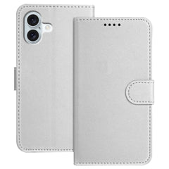 For iPhone 16 Plus Leather Case Wallet Stand Solid Color Anti Drop Phone Cover