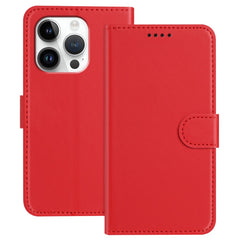 For iPhone 16 Pro Leather Case Wallet Stand Solid Color Anti Drop Phone Cover