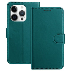 For iPhone 16 Pro Leather Case Wallet Stand Solid Color Anti Drop Phone Cover