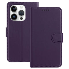 For iPhone 16 Pro Leather Case Wallet Stand Solid Color Anti Drop Phone Cover