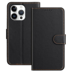 For iPhone 16 Pro Max Leather Case Wallet Stand Solid Color Anti Drop Phone Cover
