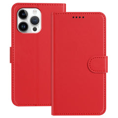 For iPhone 16 Pro Max Leather Case Wallet Stand Solid Color Anti Drop Phone Cover