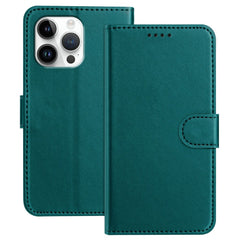 For iPhone 16 Pro Max Leather Case Wallet Stand Solid Color Anti Drop Phone Cover