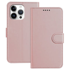 For iPhone 16 Pro Max Leather Case Wallet Stand Solid Color Anti Drop Phone Cover