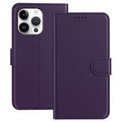 For iPhone 16 Pro Max Leather Case Wallet Stand Solid Color Anti Drop Phone Cover