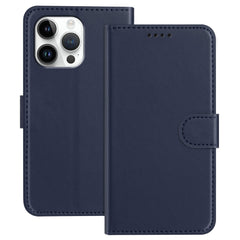 For iPhone 16 Pro Max Leather Case Wallet Stand Solid Color Anti Drop Phone Cover
