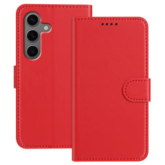 For Samsung Galaxy S25+ Leather Case Wallet Stand Solid Color Anti Drop Phone Cover
