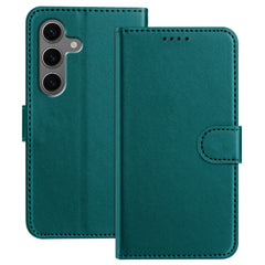 For Samsung Galaxy S25+ Leather Case Wallet Stand Solid Color Anti Drop Phone Cover