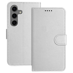 For Samsung Galaxy S25+ Leather Case Wallet Stand Solid Color Anti Drop Phone Cover