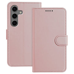 For Samsung Galaxy S25+ Leather Case Wallet Stand Solid Color Anti Drop Phone Cover