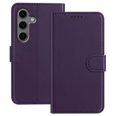 For Samsung Galaxy S25+ Leather Case Wallet Stand Solid Color Anti Drop Phone Cover