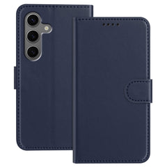 For Samsung Galaxy S25+ Leather Case Wallet Stand Solid Color Anti Drop Phone Cover