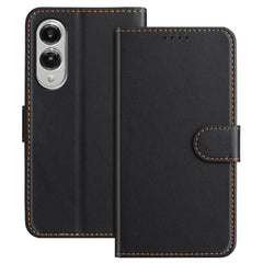 For Samsung Galaxy S25 Edge Leather Case Wallet Stand Solid Color Anti Drop Phone Cover
