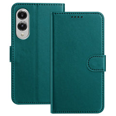 For Samsung Galaxy S25 Edge Leather Case Wallet Stand Solid Color Anti Drop Phone Cover