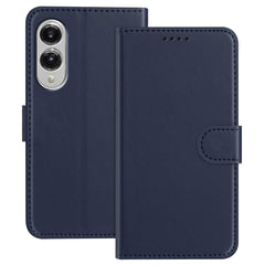 For Samsung Galaxy S25 Edge Leather Case Wallet Stand Solid Color Anti Drop Phone Cover