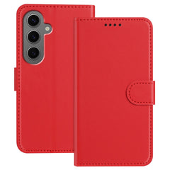For Samsung Galaxy S24+ Leather Case Wallet Stand Solid Color Anti Drop Phone Cover