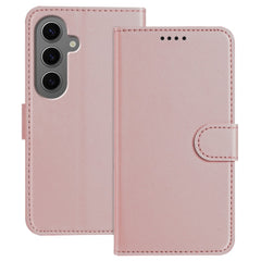 For Samsung Galaxy S24+ Leather Case Wallet Stand Solid Color Anti Drop Phone Cover