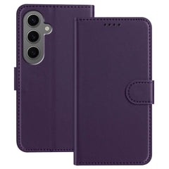 For Samsung Galaxy S24+ Leather Case Wallet Stand Solid Color Anti Drop Phone Cover