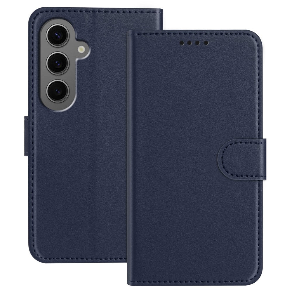 For Samsung Galaxy S24+ Leather Case Wallet Stand Solid Color Anti Drop Phone Cover