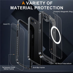 For iPhone 16e Compatible with MagSafe Case PC+TPU Phone Cover with Tempered Glass Screen Fil - TechGearPal