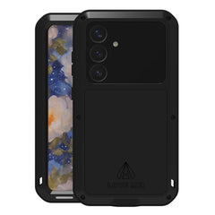 Coque Love Mei pour Samsung Galaxy S25, protection d'écran en verre trempé, métal et silicone 
