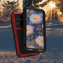 Coque Love Mei pour Samsung Galaxy S25, protection d'écran en verre trempé, métal et silicone 