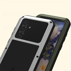 Coque Love Mei pour Samsung Galaxy S25, protection d'écran en verre trempé, métal et silicone 