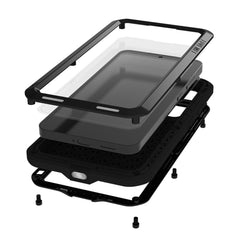 Coque Love Mei pour Samsung Galaxy S25, protection d'écran en verre trempé, métal et silicone 