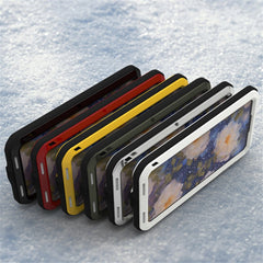 Coque Love Mei pour Samsung Galaxy S25, protection d'écran en verre trempé, métal et silicone 
