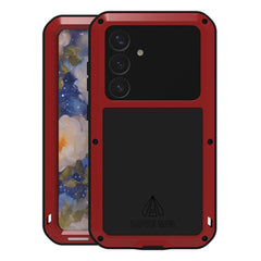 Coque Love Mei pour Samsung Galaxy S25, protection d'écran en verre trempé, métal et silicone 