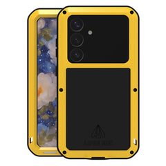 Coque Love Mei pour Samsung Galaxy S25, protection d'écran en verre trempé, métal et silicone 