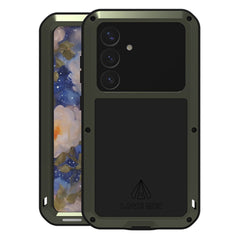 Coque Love Mei pour Samsung Galaxy S25, protection d'écran en verre trempé, métal et silicone 