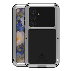 Coque Love Mei pour Samsung Galaxy S25, protection d'écran en verre trempé, métal et silicone 