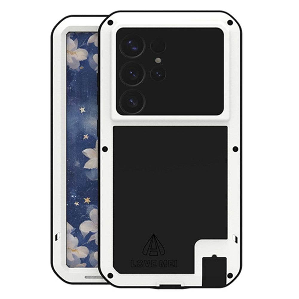 LOVE MEI For Samsung Galaxy S25 Ultra Case Tempered Glass Screen Protector Metal + Silicone Phone Cover